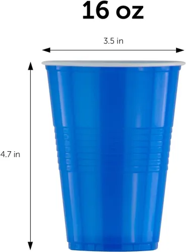 Miniatura 2 de DecorRack 50 vasos azules para fiesta, vasos de plástico sin BPA de 16 onzas, perfectos para cumpleaños, picnic, eventos en interiores y exteriores