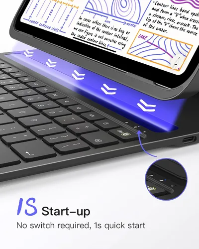 Miniatura 3 de Inateck Funda para iPad de 10ª/11ª generación con teclado, teclado ultraligero con soporte para bolígrafo para iPad de 11ª