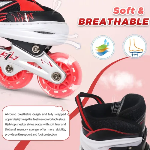 Miniatura 5 de Patines en línea ajustables para niñas y niños principiantes, patines en línea con ruedas iluminadas para niños y jóvenes para deportes