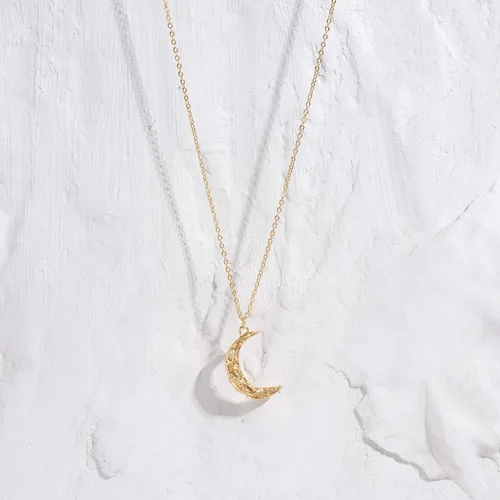 Miniatura 6 de Collar de estrella de luna en capas con circonita cúbica chapada en oro de 14 quilates, delicado dije de luna creciente, collar de disco de moneda