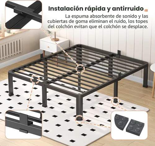 Miniatura 5 de VIPSHOW Marco de Cama Individual de 4 Pulgadas, 3500 lbs de Alta Resistencia con Patas de Esquina Redonda y Diseño Anti-Chirriar – Plataforma