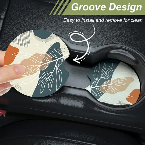 Miniatura 5 de Nipichsha Posavasos para automóvil, posavasos para portavasos de automóvil, paquete de 2 unidades, 2.75 pulgadas, tapete de goma antideslizante