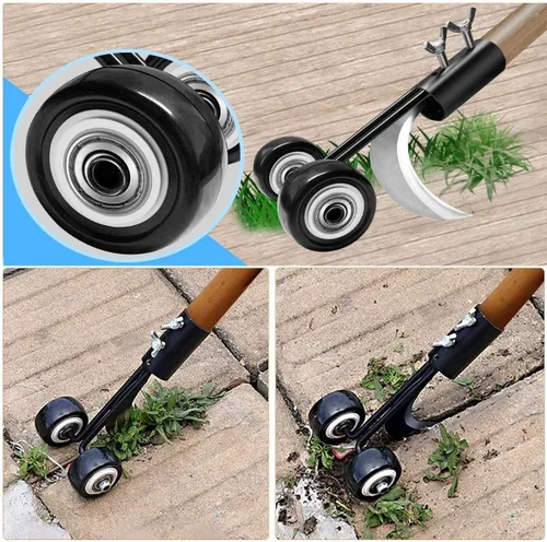 Miniatura 4 de Herramientas de deshierbe de hendiduras con ruedas, herramientas de deshierbe de pie para jardín, patio, césped, acera, calzada, malas hierbas.