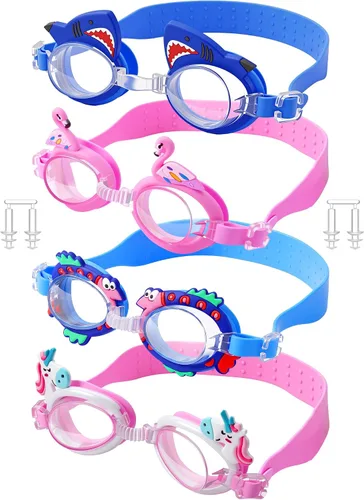 Miniatura 7 de Foaincore 2 pares de gafas de natación para niños pequeños, antiniebla, UV, con tapones para los oídos, para niñas y niños de 3 a 9 años