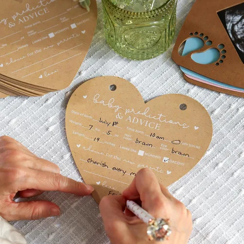 Miniatura 7 de Libro de Tarjetas de Predicción de Baby Shower en Forma de Corazón, de Kate Aspen, Tarjetas de Consejos, Mejores Deseos, Decoración para Baby
