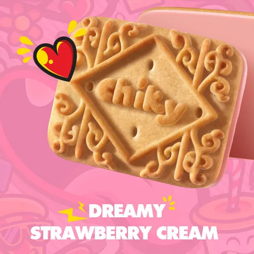Miniatura 6 de Chiky Galletas de caramelo de fresa, crujientes y dulces, centro de crema suave, textura crujiente que se derrite en cada bocado, 16.9 onzas, 1 caja