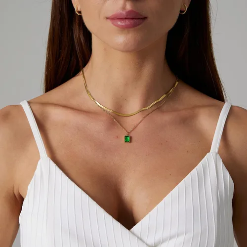 Miniatura 4 de Tasiso 14K Gold Filled Herringbone Choker Necklace Set Double Layer Snake Chain Herringbone Chain Necklace Layering Necklace Set Cuban Chain