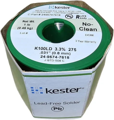 Kester 443-845 24-9574-7618 K100Ld Soldadura sin plomo sin alambre limpio.031 "Diámetro de aleación de bajo costo