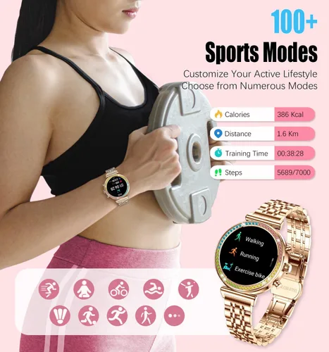Miniatura 4 de TYBERLEY Reloj inteligente para mujer, pantalla HD de 1.27 pulgadas, Bluetooth llamadas, rastreador de actividad física, reloj inteligente deportivo