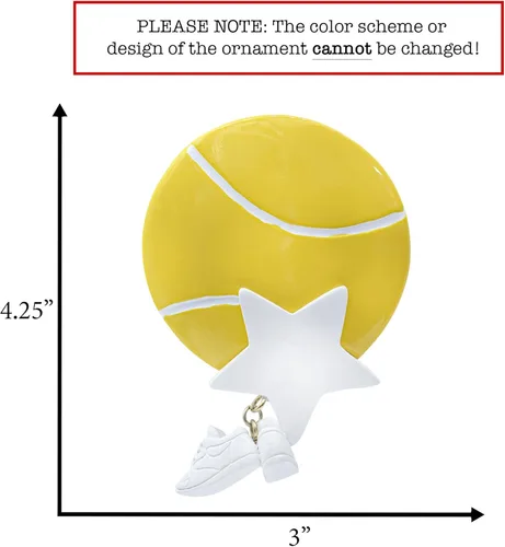 Miniatura 2 de Adorno de Navidad personalizado de tenis 2025 Adorno de pelota de tenis con zapatillas y estrella para árbol de Navidad Regalo de recuerdo único