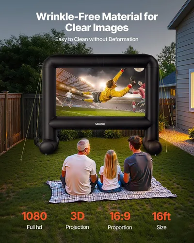 Miniatura 2 de VEVOR Pantalla de película inflable de 16 pies para exteriores, pantalla de proyector inflable con bolsa de almacenamiento portátil, proyección