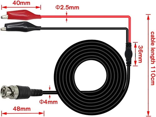 Miniatura 2 de Cable de prueba BNC Q9 a doble pinza de cocodrilo para prueba de osciloscopio (paquete de 2)