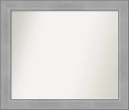 Miniatura 549 de Amanti Art Espejo de baño plateado para sobre el fregadero, 24 x 24 pulgadas, espejo cuadrado de peltre forjado a medida, marco de madera casual
