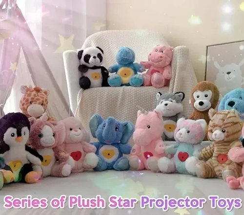Miniatura 9 de Peluche de panda con proyector de estrellas musicales, luz nocturna ajustable, canta, animales de peluche iluminados, juguetes de peluche