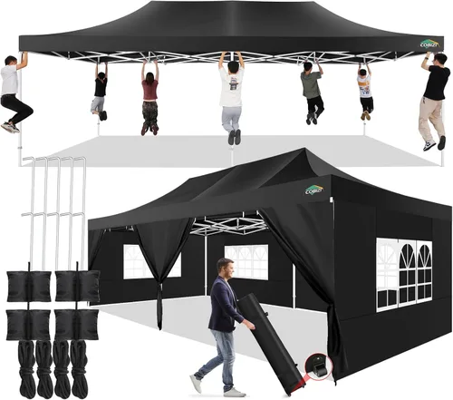 Miniatura 19 de COBIZI Carpa Toldo Emergente de 10x10 pies, Toldo de 10x10 con 4 Paredes Laterales Impermeable de Servicio Pesado Carpa Comercial para Fiestas
