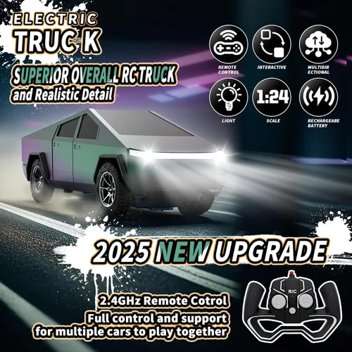 Miniatura 3 de Vehículo de control remoto, camioneta de recogida todoterreno RC de alta velocidad con luz y espacio de carga, juguetes de vehículos eléctricos