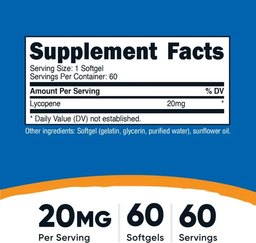 Miniatura 2 de Nutricost Licopeno (20 mg) 60 cápsulas blandas, sin gluten, sin OMG