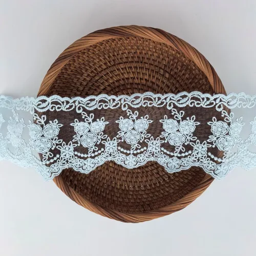 Miniatura 2 de Cinta con ribete de encaje, delicada cinta de corona para manualidades, costura y decoraciones de apliques para vestidos de novia, 3.3 pulgadas