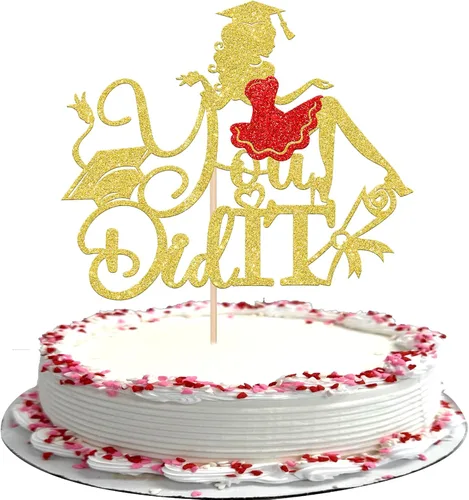 Miniatura 16 de 1 paquete de decoración para tarta de graduación para niña, con purpurina, para diploma, decoración para adultos mayores 2026, para niñas, escuela