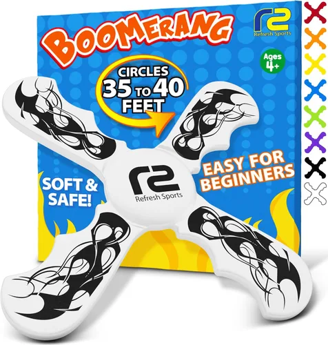 Miniatura 12 de Juguetes al aire libre para niños Boomerang – Divertidos regalos para niños de 6 años y juguetes voladores suaves para niños de juego en interiores