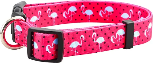 Miniatura 4 de Native Pup Collar de perro con flamenco rosa para primavera y verano, bonitos patrones femeninos para cachorros hembras, nailon duradero para razas