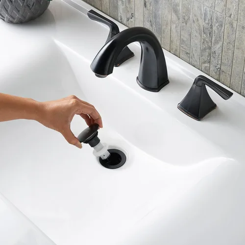 Miniatura 4 de Pfister Selia LF049SLYY - Grifo para lavabo de baño, 8 pulgadas de ancho, 2 asas, 3 agujeros, acabado de bronce toscano, LF049SLYY