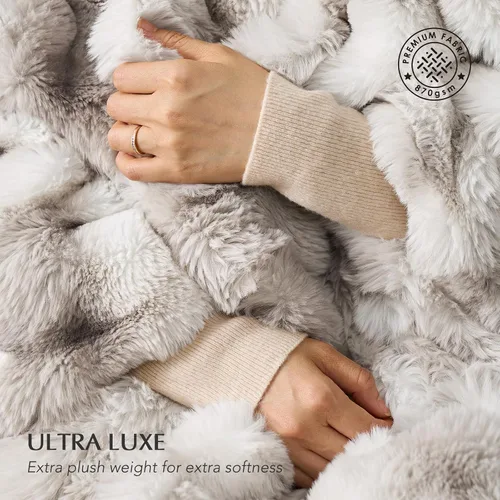Miniatura 3 de EverGrace - Manta ultra suave de lujo, esponjosa, de pelo de conejo sintético, cálida y gruesa, para cama, reversible, para sofá, silla, color gris