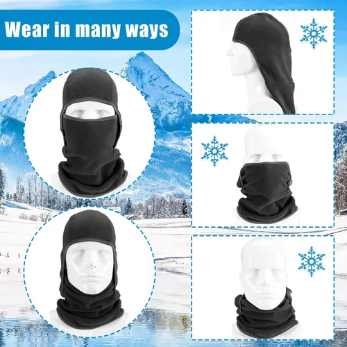 Miniatura 13 de Juego de 4 pasamontañas para niños, máscara de esquí y guantes de forro polar, gorro de invierno, máscara facial cálida para niños y niñas de 8 a 12