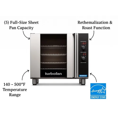 Miniatura 3 de Moffat E32D5 horno de convección de acero inoxidable, eléctrico de tamaño completo 1 cubierta 208v/60/1-ph