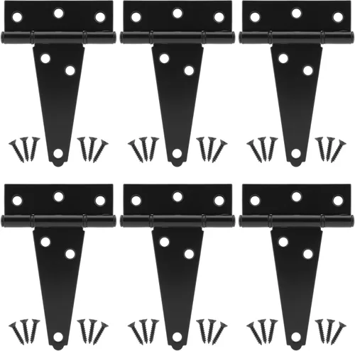 Miniatura 9 de HILLMASTER Bisagras de puerta de cobertizo con correa en T de 12 pulgadas resistentes Bisagras de correa de puerta Bisagra en T negra Herraje