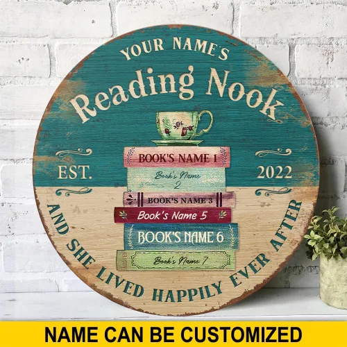 Miniatura 2 de Artsy Woodsy Letrero de madera de esquina de lectura personalizado (no tallado o neón), placa de pared, decoración de Book Nook Club Room Hideaway