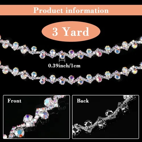 Miniatura 4 de Kigeli Bling Adorno de Diamantes de Imitación con Cadena de Cristal, Adorno de Diamantes de Imitación para Costura, Adornos para Vestidos DIY, Ropa