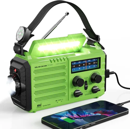 Miniatura 15 de Raynic - Radio meteorológica NOAA, radio de emergencia solar con manivela de 5000 mAh/18 500 mWh, radio portátil a batería con AM/FM/SW/NOAA