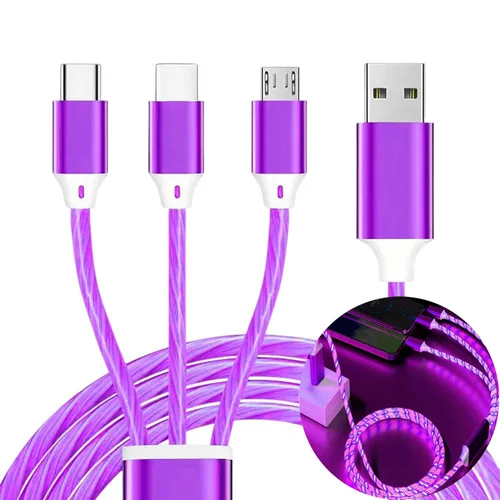 Miniatura 13 de Cable de carga 3 en 1, cable de carga LED múltiple, cable de carga iluminado, cable USB 3A, compatible con la mayoría de teléfonos inteligentes