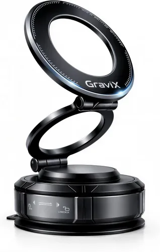 GraviX Soporte magnético para teléfono de coche para MagSafe, potente imán, fuerte succión, brazo antivibración, tablero ajustable de 360° y soporte