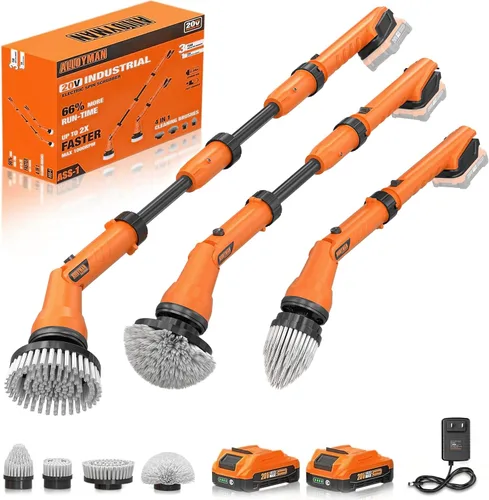 Miniatura 7 de Alloyman Cepillo de Limpieza Eléctrico de Giro 1200RPM, Batería Reemplazable de 20V, Cepillo de Limpieza Inalámbrico para Ducha, Limpiador Eléctrico
