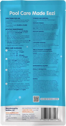 Miniatura 9 de Eeziblue Paquete mensual de algicidas para piscina Refuerzo de piscina para todas las algas en piscinas sobre el suelo y en el suelo, paquete de 4
