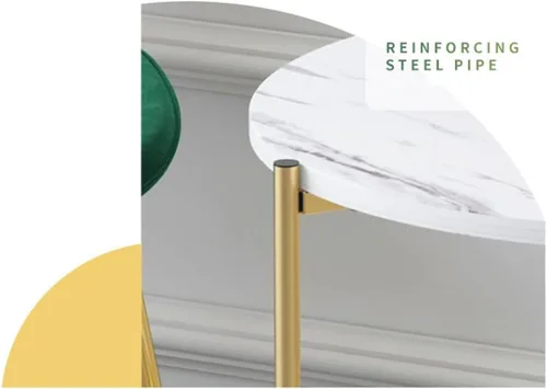 Miniatura 5 de Mesa de Centro - Mesa auxiliar redonda pequeña de 2 niveles con almacenamiento y patas en E de metal resistente, mesa circular moderna para sala