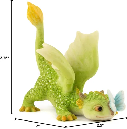 Miniatura 7 de Top Collection Rex The Green Dragon - Mini figura coleccionable de fantasía (Jugando con mariposa)