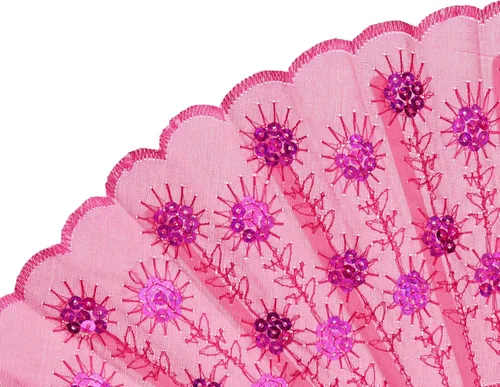 Miniatura 4 de QIRMIZI Paquete de 10 ventiladores plegables de tela, perfectos para bodas, fiestas y bailes, color rosa oscuro