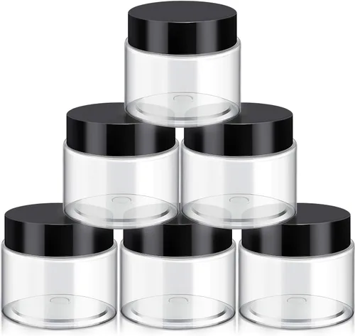 Miniatura 49 de SATINIOR Paquete de 12 frascos de plástico con tapas, frascos redondos para cosméticos de viaje, para artículos de tocador, loción, crema