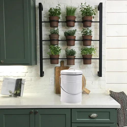 Miniatura 7 de Contenedor de compost para encimera de cocina, LALASTAR - Contenedor pequeño de compost de metal para cocina interior sellado con tapa