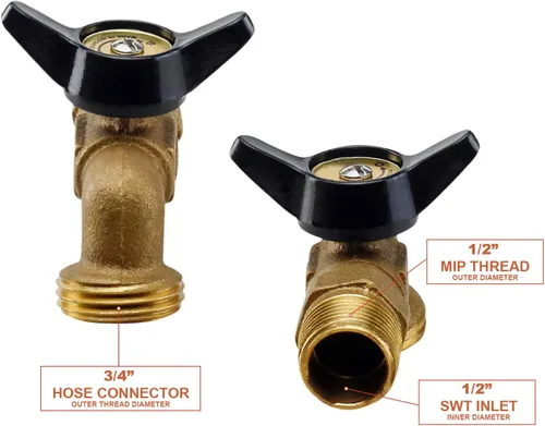 Miniatura 2 de Everflow Supplies 46121-NL - Babero de manguera de cuarto de vuelta con 1/2" Mip y una copa de soldadura de 1/2