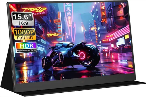 Monitor portátil de 15.6 pulgadas FHD 1080P IPS/HDR, USB-C/HDMI segundo monitor externo para computadora portátil, escritorio, MacBook, teléfonos,
