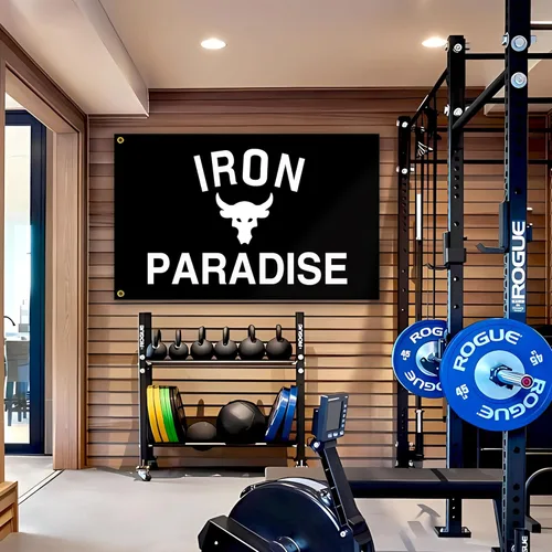 Miniatura 3 de Bandera de Iron Paradise de 3 x 5 pies, bandera motivacional de fitness, banderas inspiradoras para chicos de habitación, banderas geniales