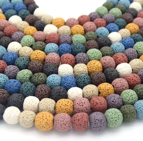 Miniatura 2 de Cuentas de lava redondas multicolor de 0.236 pulgadas para la fabricación de joyas Cuentas de lava arcoíris Piedra semipreciosa Piedra