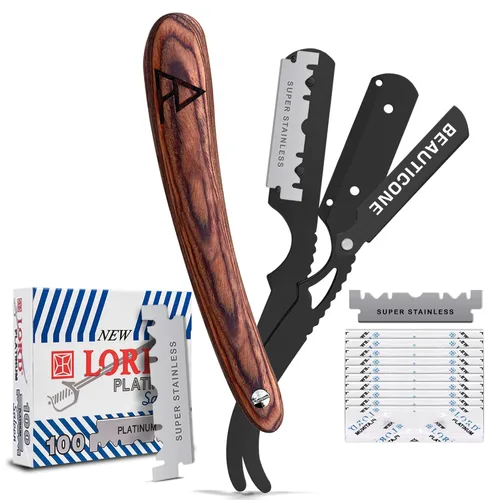 Miniatura 16 de Beauticone Navajas rectas para hombres, navaja de borde recto, 100 cuchillas de un solo filo, acero inoxidable, navaja de barbero para el afeitado