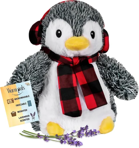 1i4 Group Pingüino Pennie – Animal de peluche con peso y apto para microondas – Peluche térmico para calidez – Juguete lindo, suave y acogedor para