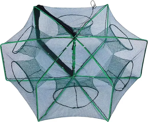 Red de pesca plegable con trampa de cebo - Jaula de fundición a mano para atrapar peces cangrejo camarón cangrejo cangrejo Verde