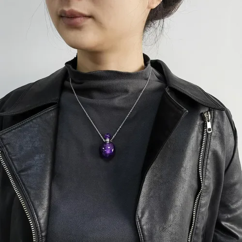 Miniatura 39 de Perfume Bottle Necklace Heart Shape, Amethyst Necklace Healing Crystal for Women, Essential Oil Diffuser Bottle Necklace Jewelry for Liquid